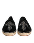 Dolce & Gabbana Black Cross Crystal Slip On Espadrille Shoes